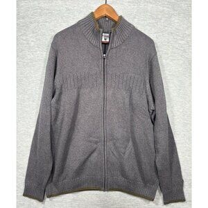 Columbia Mens Sweater XL Gray Full Zip Cotton Knit Cardigan‎